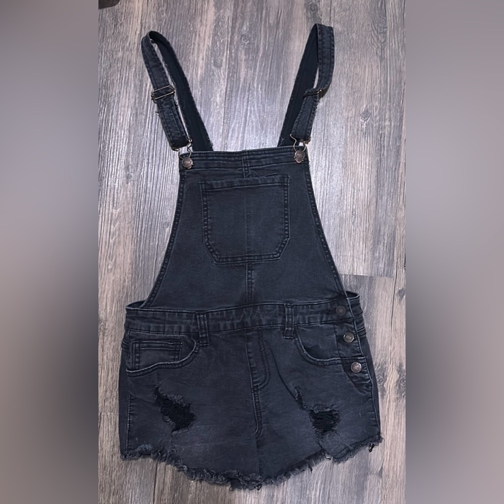 Black Jean overall shorts